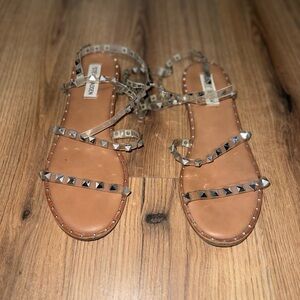 Steve Madden Tan Studded Sandals with clear straps